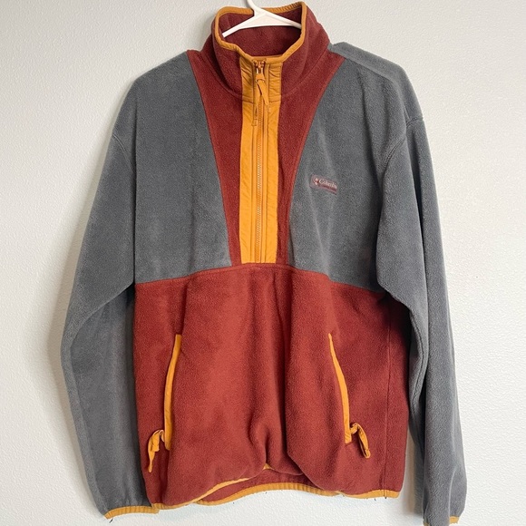 Columbia Originals Rust Fleece Pullover Jacket with quarter zip - Picture 1 of 8